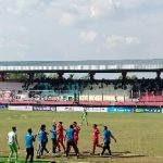 SELEBRASI: Para pemain Kalteng Putra saat berselebrasi usai mencetak gol ke gawang Persipura Jayapura, di Stadion Tuah Pahoe, Minggu (10/9/2023). (foto:ard)