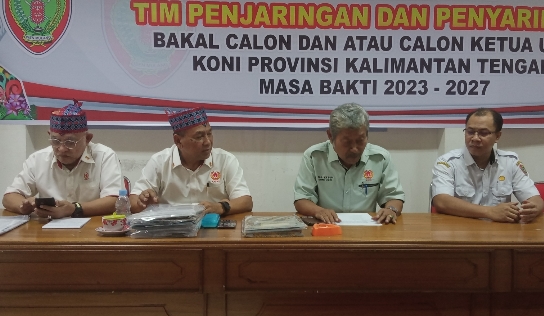 TPP Bacalon Ketum KONI Kalteng 2023-2027 saat jumpa pers di aula KONI Kalteng (Foto : Nopri)